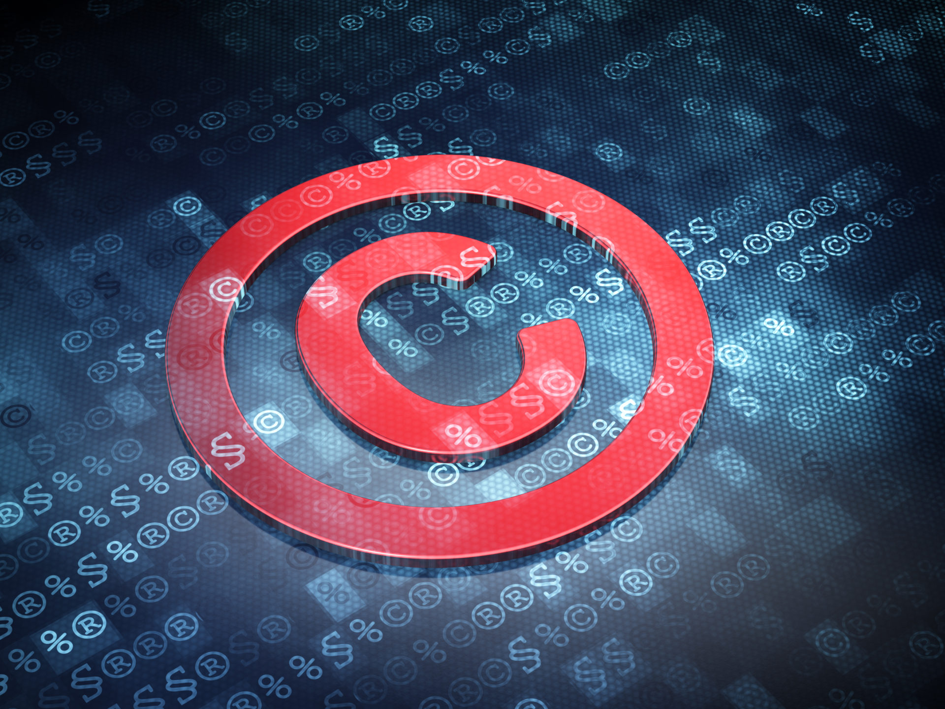 Law concept: Blue Copyright on digital background