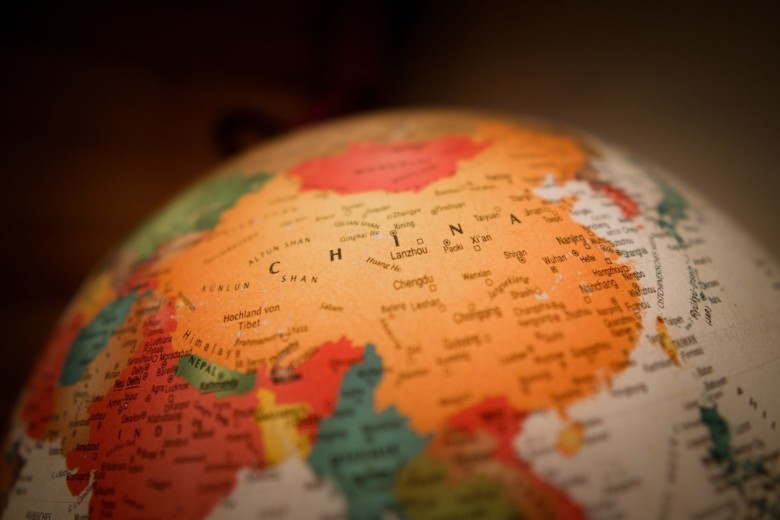 China on a globe