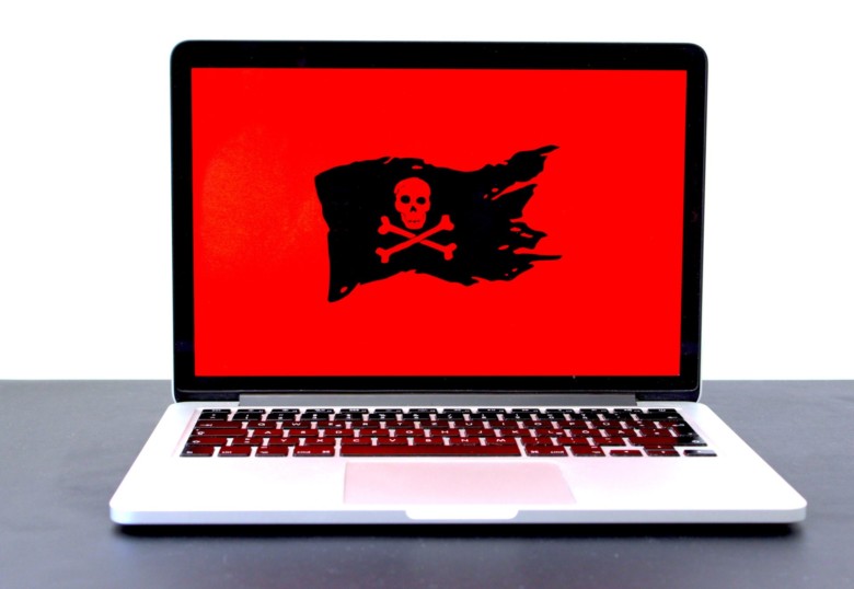 Pirate flag on a laptop screen