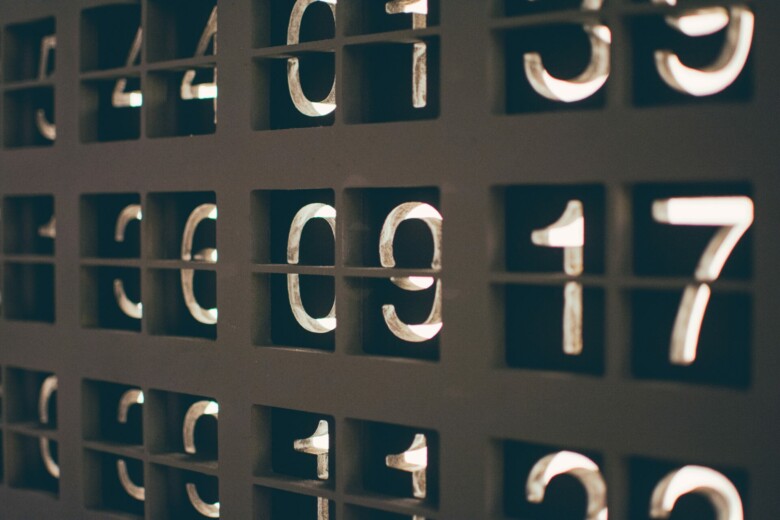 Numbers on black-and-white backround