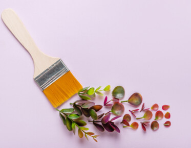 Paint brush on purple background