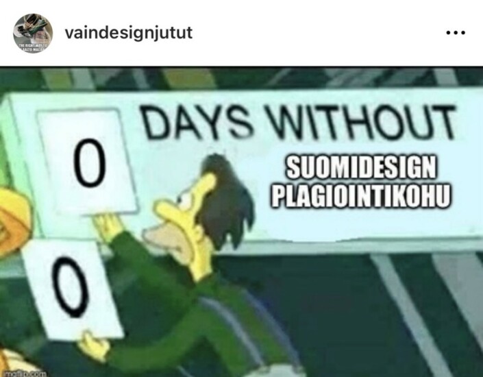 VDJ:n meemi: "Suomidesign plagiointikohu"