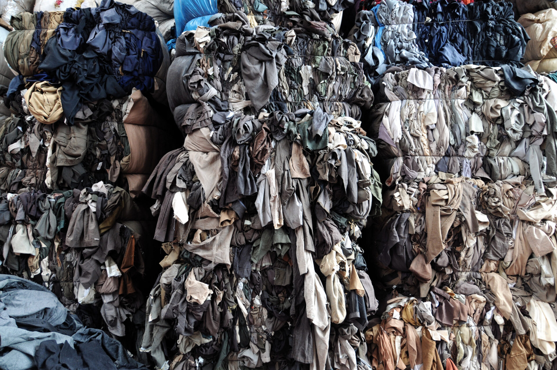 waste garments in factory before recycle...