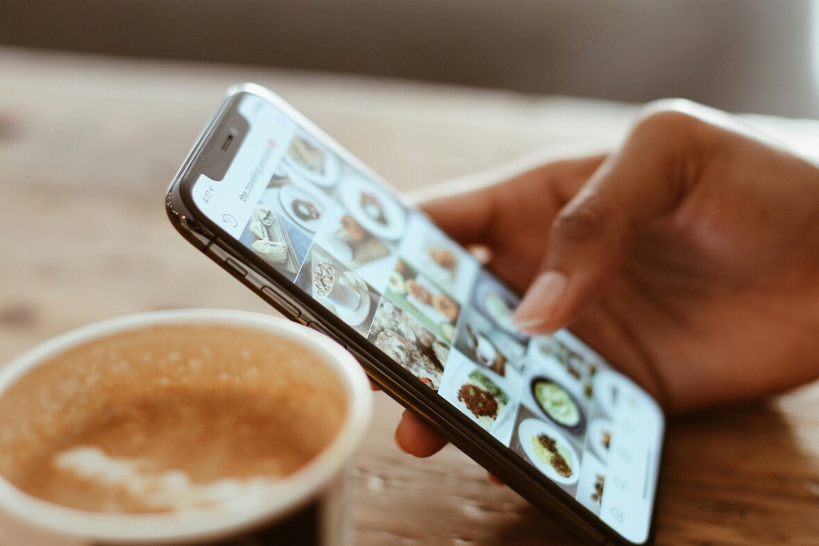 person scrolling pictures